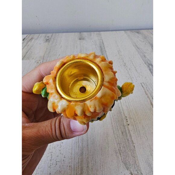 Vintage melted pumpkin scarecrow candle holder stick Halloween decor unique - Picture 8 of 8